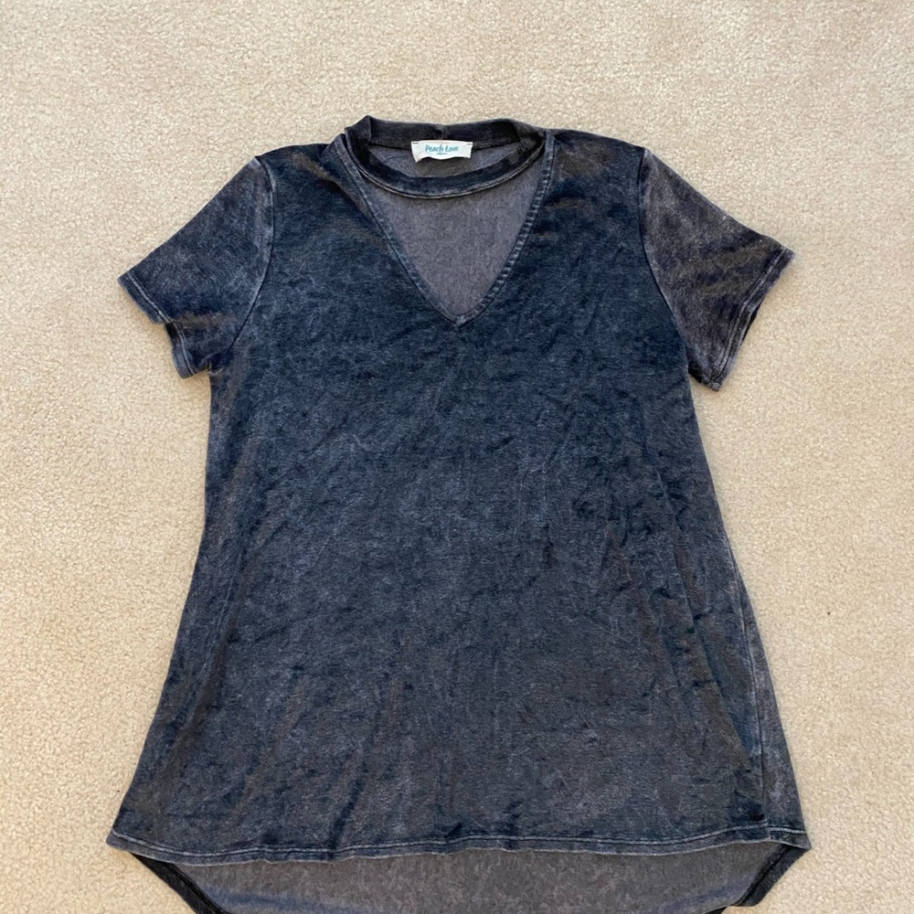 Peach Love Cutout neck Velvet Top